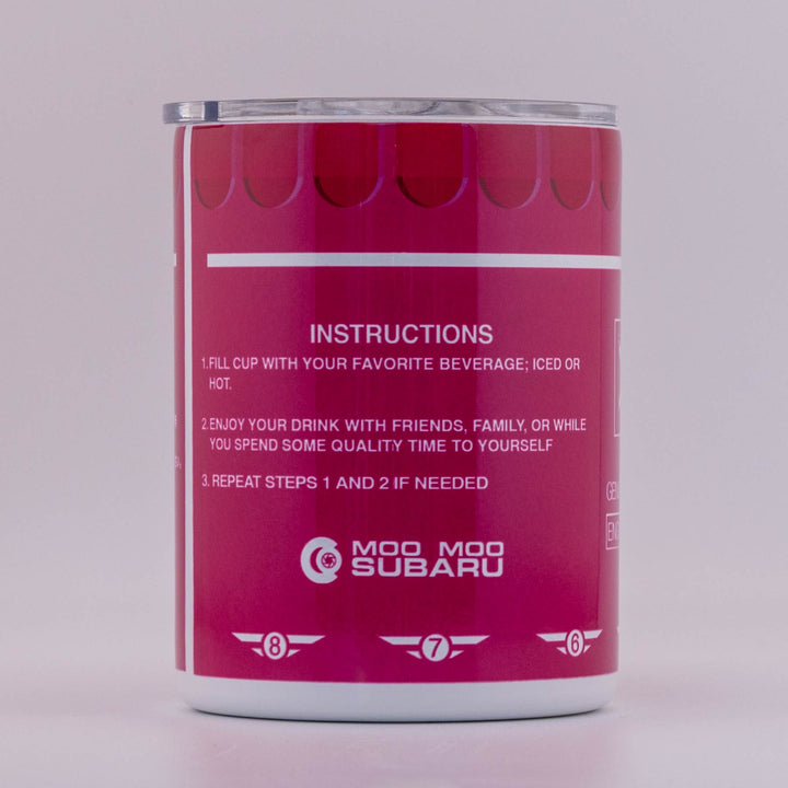 SUBARU STI WRX PINK STAINLESS STEEL TUMBLER DRINKWARE FLAT 4 BOXER ENGINE LONG BEACH JDM