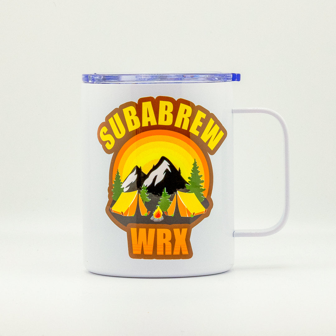 CUSTOM STAINLESS STEEL MUG SUBARU WRX CAMP CAMPFIRE CAMPING TRAVEL 