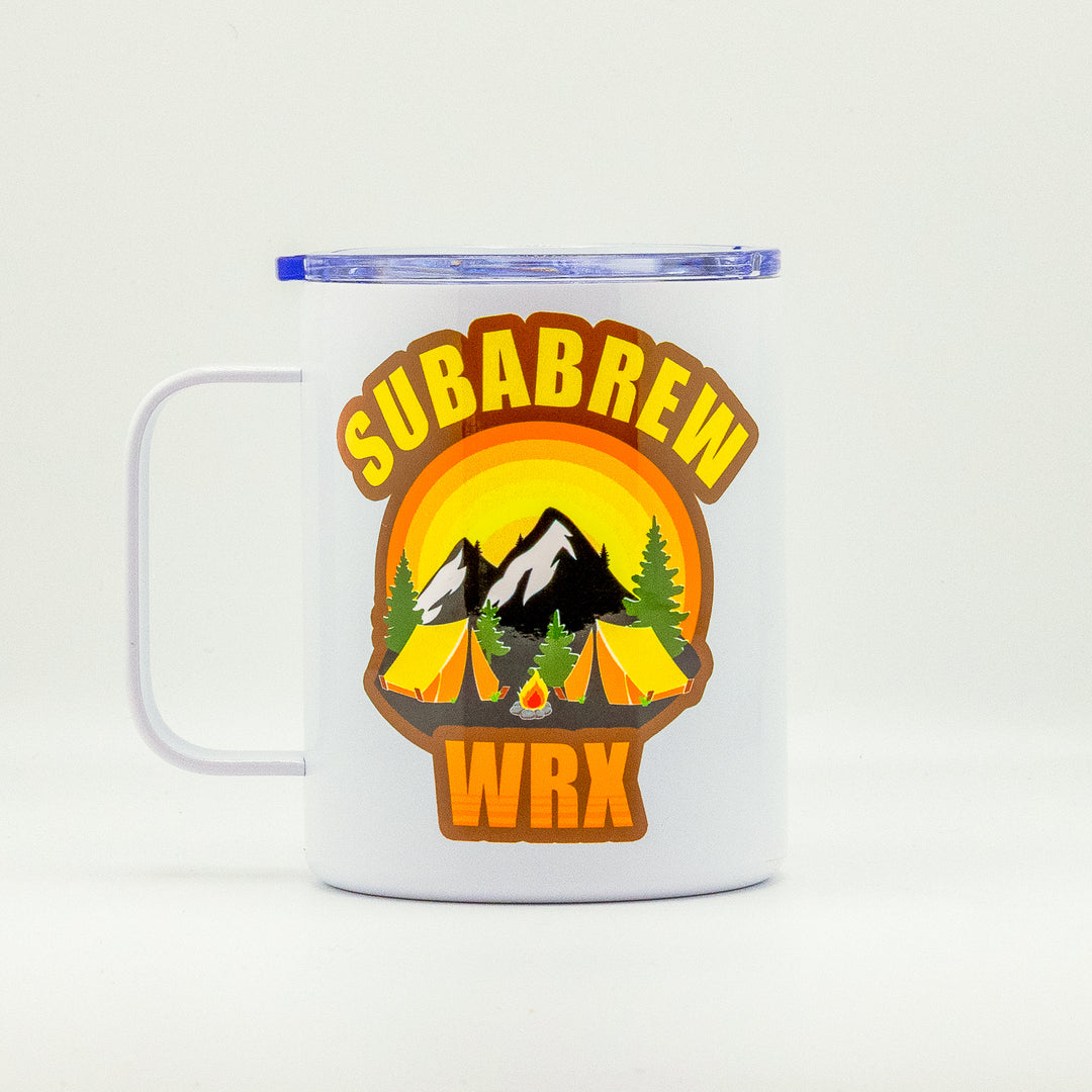 CUSTOM STAINLESS STEEL MUG SUBARU WRX CAMP CAMPFIRE CAMPING TRAVEL 