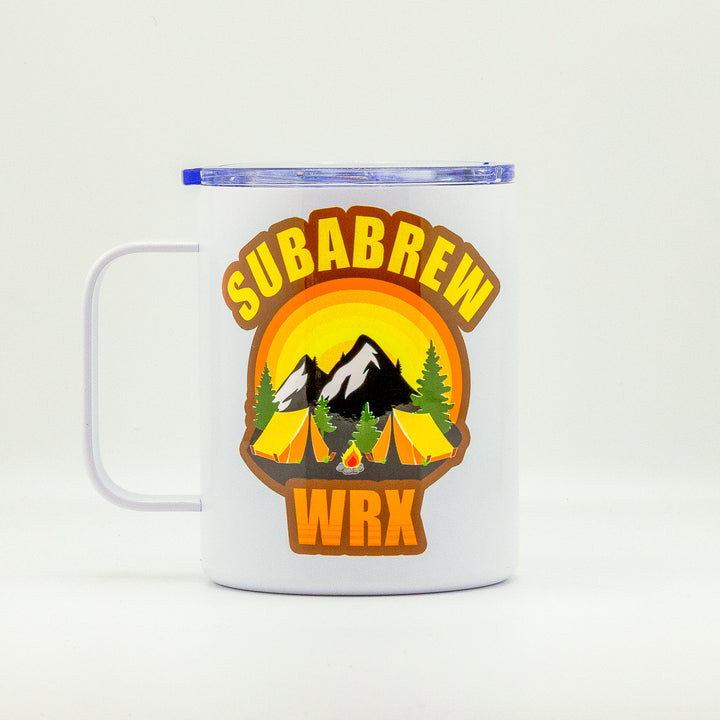 CUSTOM STAINLESS STEEL MUG SUBARU WRX CAMP CAMPFIRE CAMPING TRAVEL 