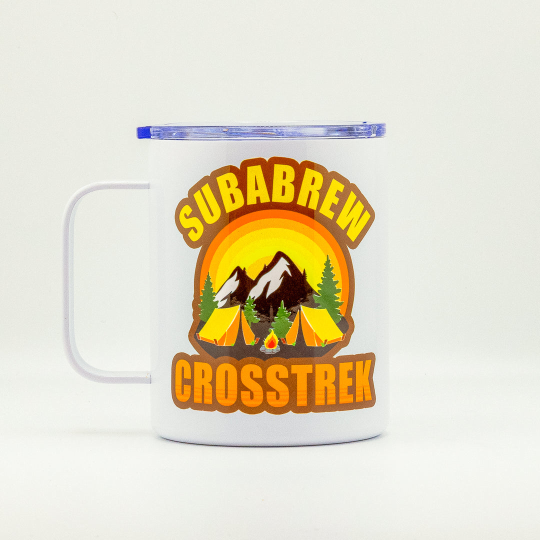 CUSTOM STAINLESS STEEL MUG SUBARU CROSSTREK CAMP CAMPFIRE CAMPING TRAVEL 