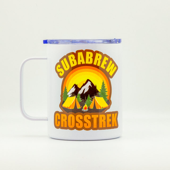 CUSTOM STAINLESS STEEL MUG SUBARU CROSSTREK CAMP CAMPFIRE CAMPING TRAVEL 