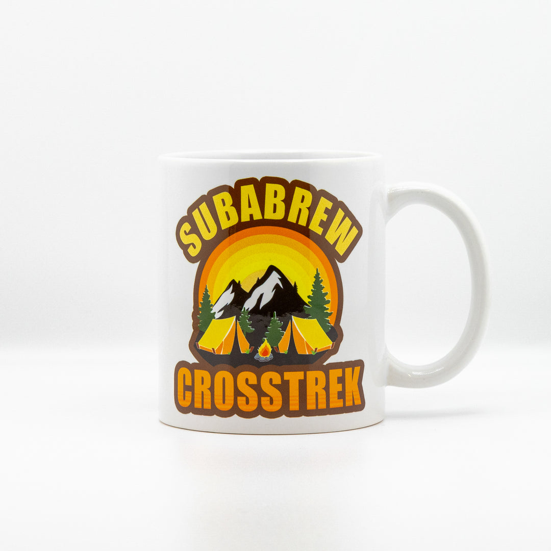 CUSTOM COFFEE MUG SUBARU CROSSTREK WILDERNESS EDITION CAMP CAMPFIRE 