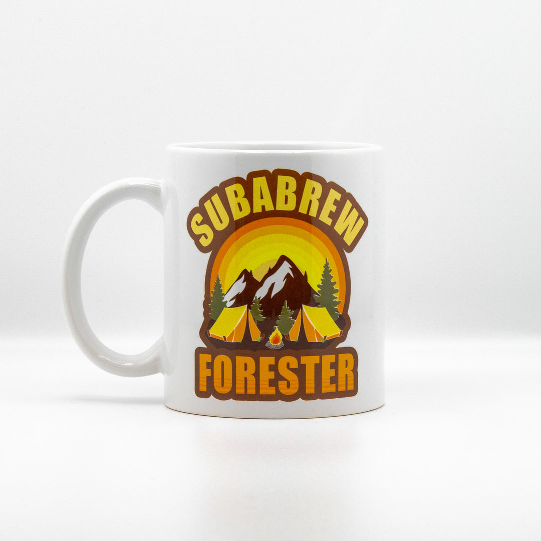 CUSTOM COFFEE MUG SUBARU FORESTER WILDERNESS EDITION CAMP CAMPFIRE 