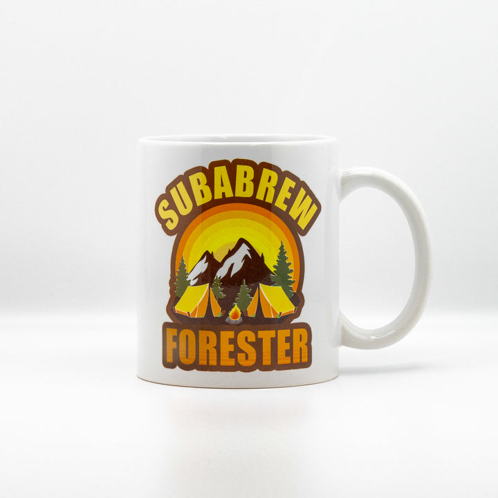 CUSTOM COFFEE MUG SUBARU FORESTER WILDERNESS EDITION CAMP CAMPFIRE 