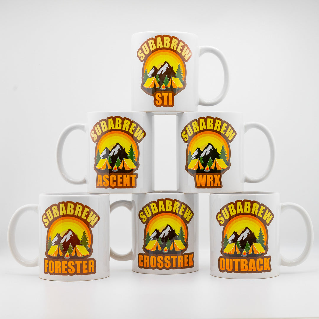 CUSTOM COFFEE MUG SUBARU  EDITION CAMP CAMPFIRE CAMPING