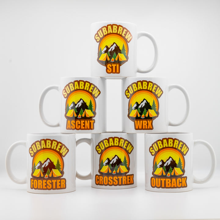 CUSTOM COFFEE MUG SUBARU  EDITION CAMP CAMPFIRE CAMPING