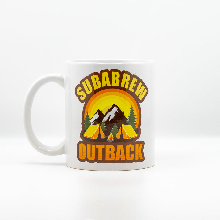 CUSTOM COFFEE MUG SUBARU OUTBACK CAMP CAMPFIRE OVERLAND 